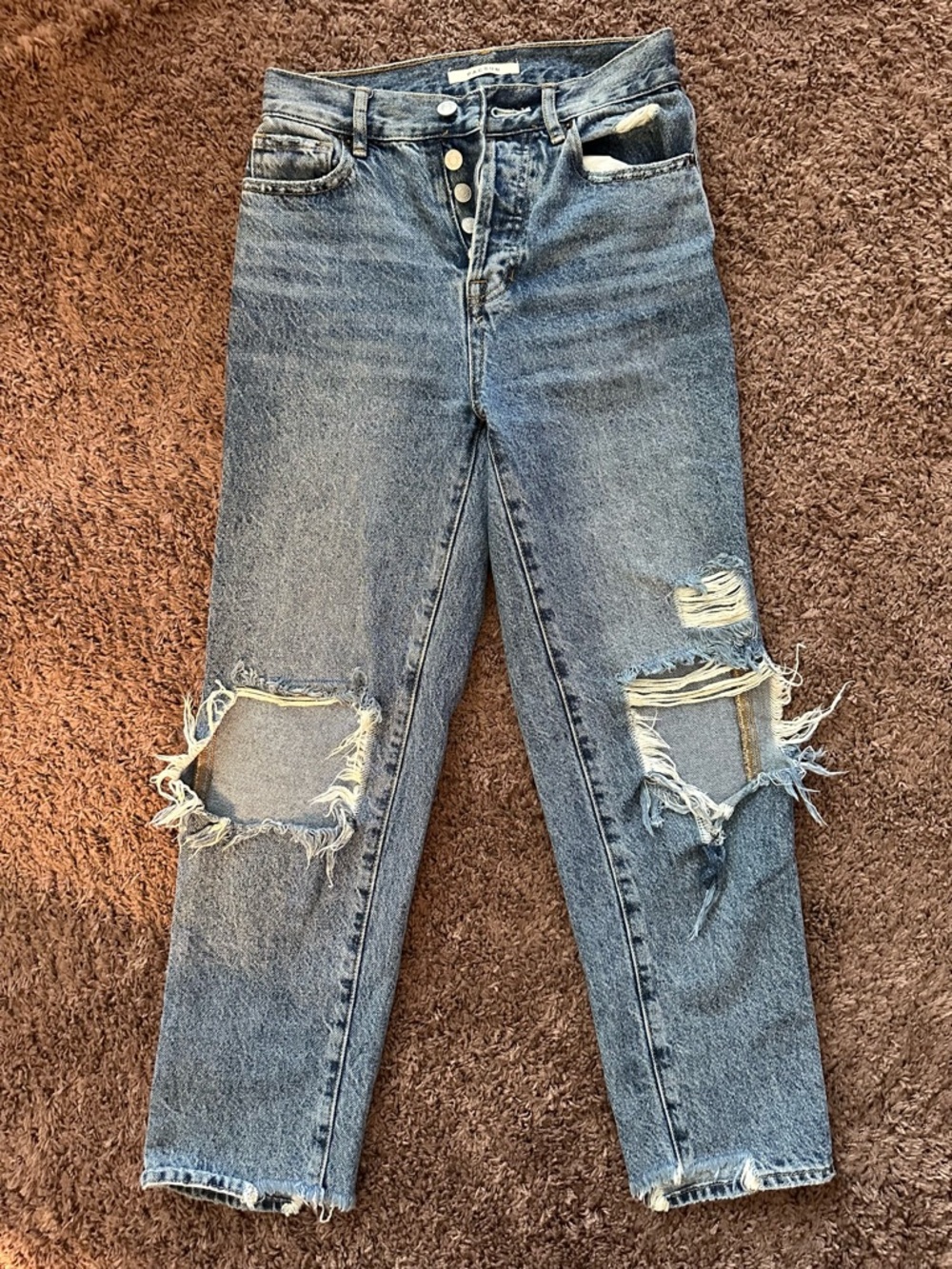 PacSun High-Rise Distressed Jeans - Denim Blue